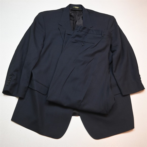 Tom James 50R 42x30 Blue Glenn Plaid 100% Wool Mens Jacket Pants Suit